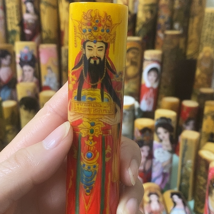 羽***同实心玉竹文玩手把件