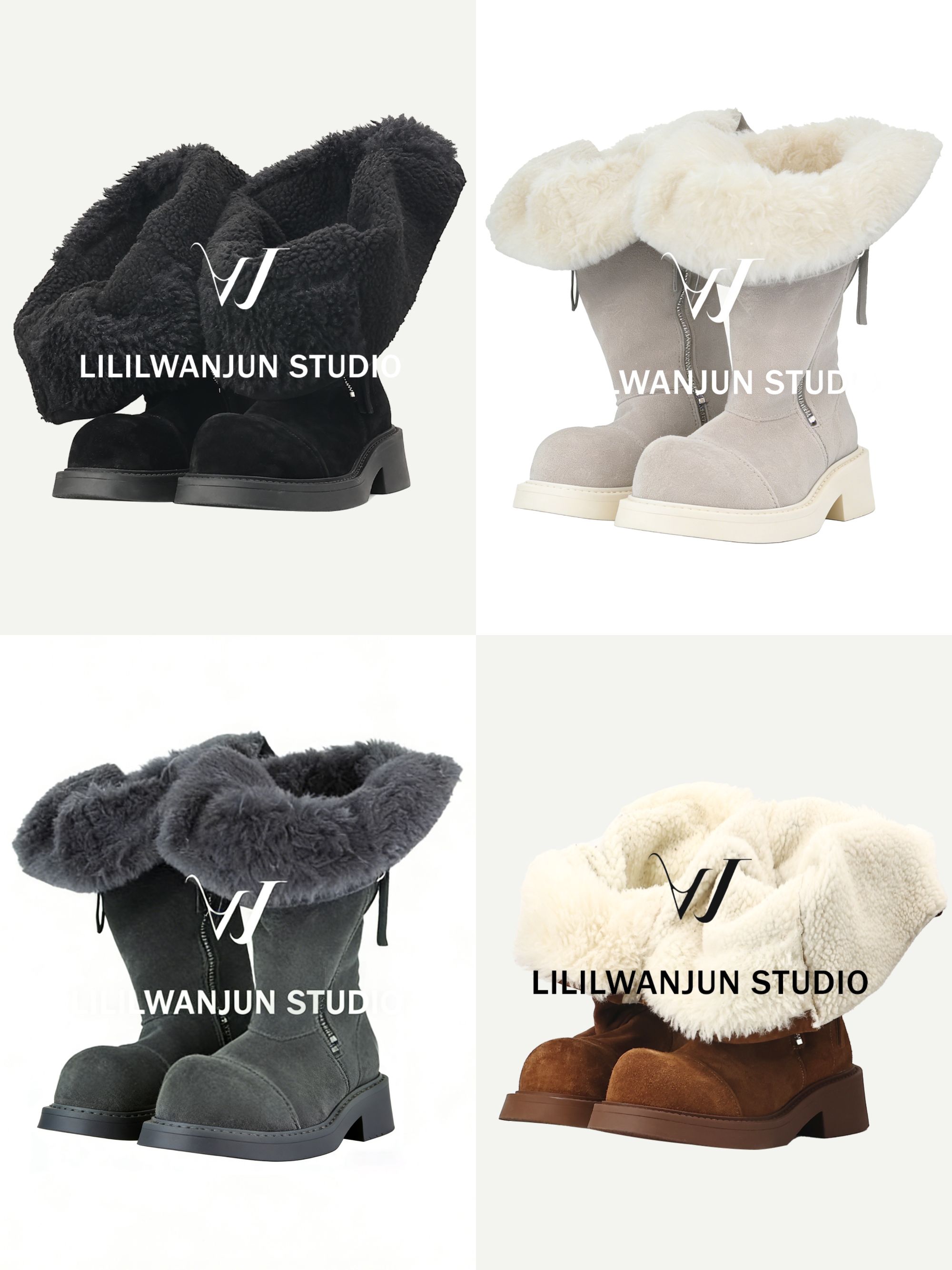 婉君 【定制中筒靴】韩系时尚牛皮加绒加厚中筒靴LWJ25D4S4226