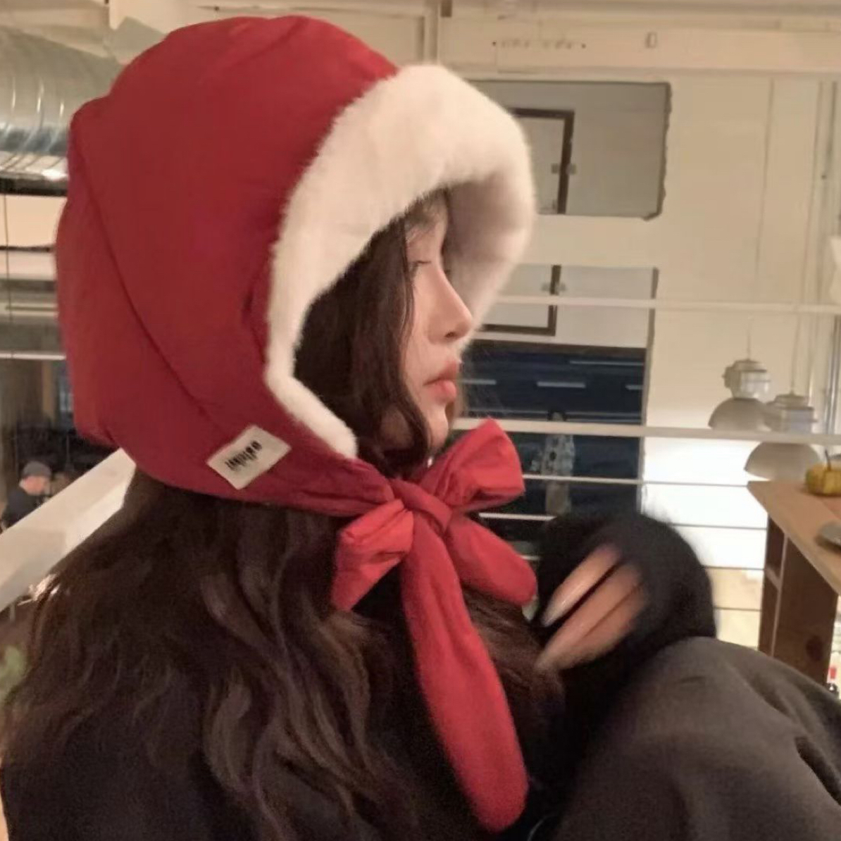 雷锋帽子女冬季加绒加厚保暖护耳骑行户外防寒毛绒包头帽子可当包