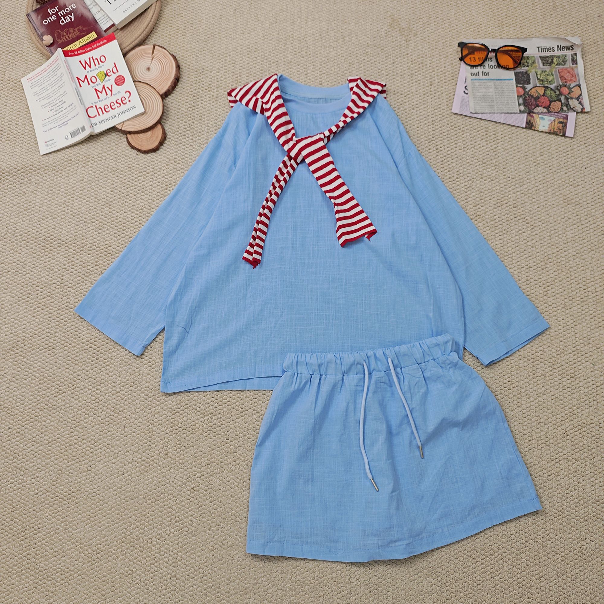 2025夏季新款休闲宽松带披肩真三件套短袖套装2787