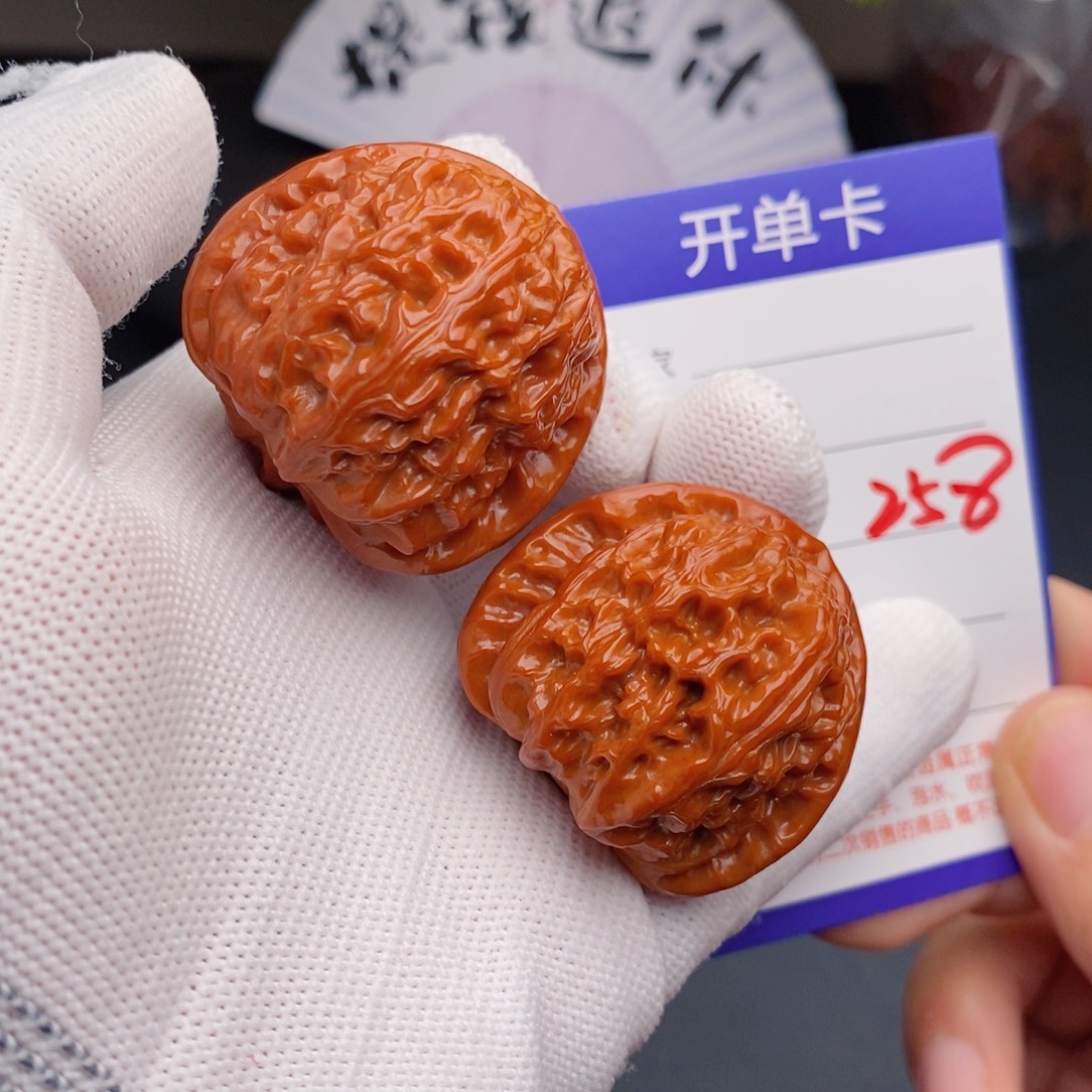 把件文玩核桃38球白258