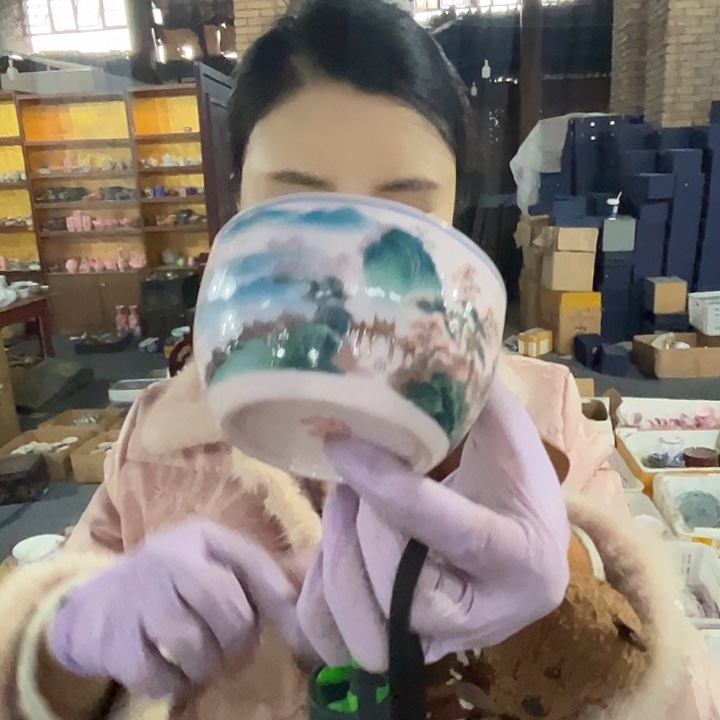 陶摆件景德镇红稀土钢杯