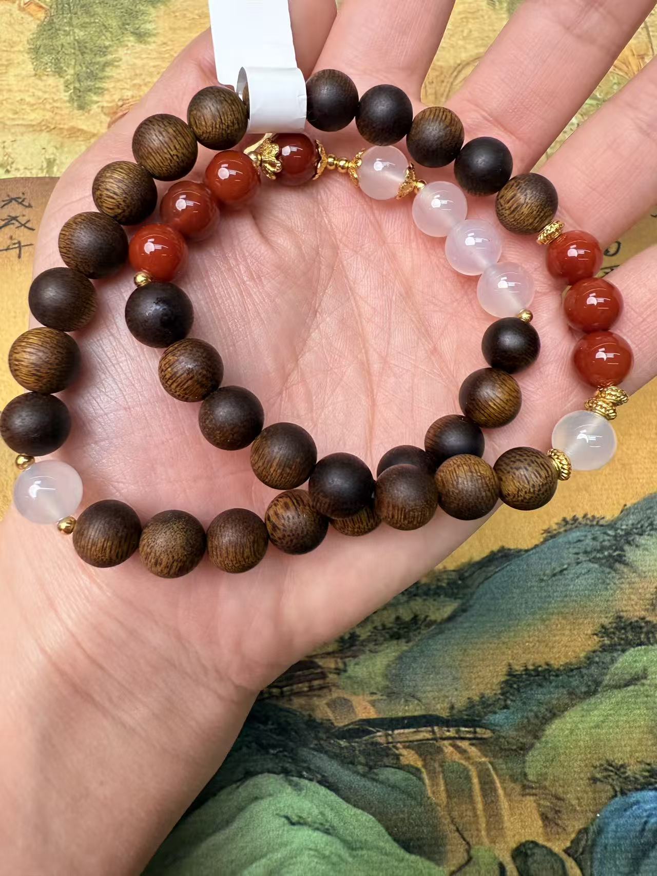 QIC0018-玛瑙8mm双圈+礼盒下架