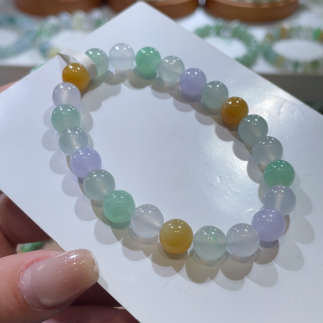 翡翠手链未镶嵌冰马卡龙