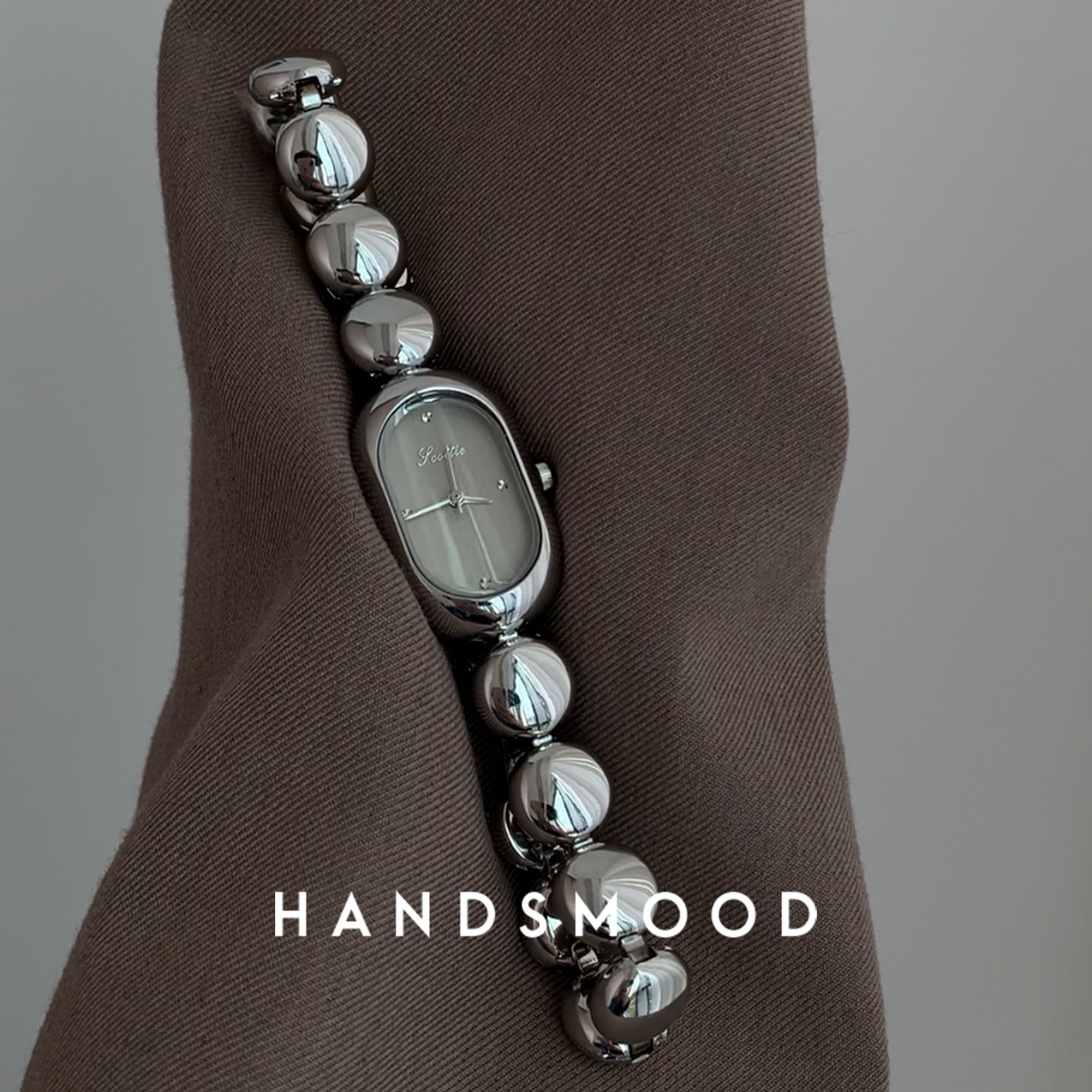 handsmood 格雷灰豆豆设计感时尚气质个性高级休闲百搭女士手表 