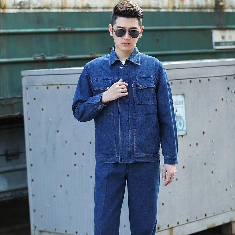 春秋工作服套装男士上衣耐磨长袖劳保服