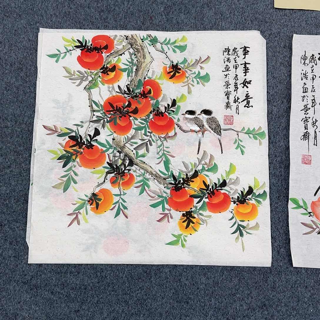 国画尺寸50x50纯手绘作品 