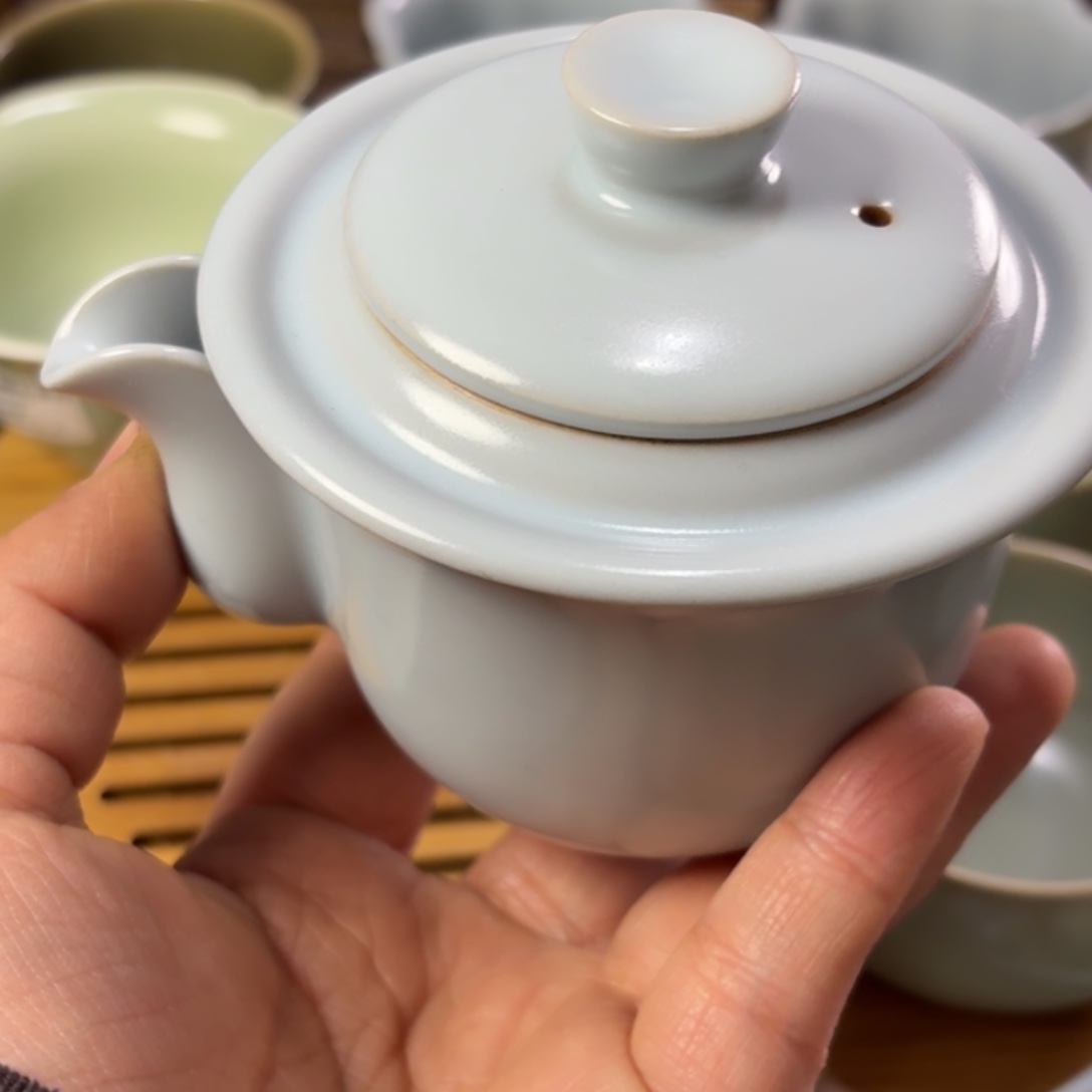 玉*汝州原矿汝瓷月白壶