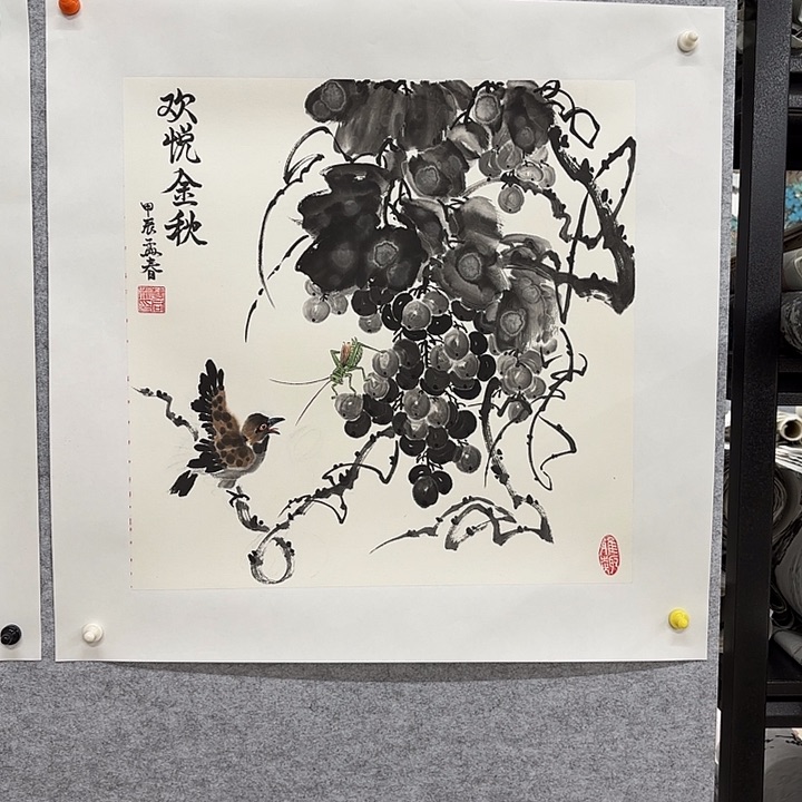 国画花鸟的翅膀和翅膀是白色和