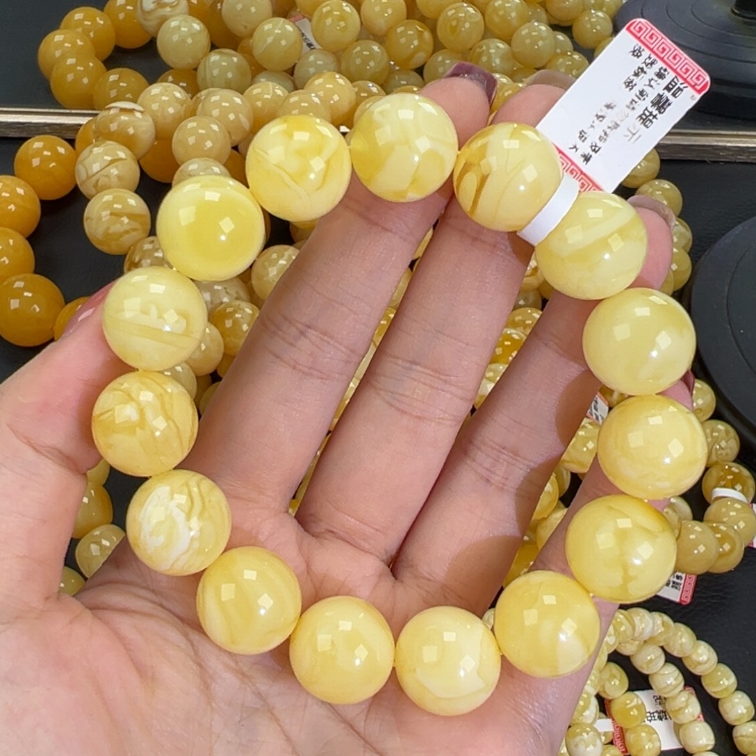 琥珀未镶嵌手链30.8白蜡妖花
