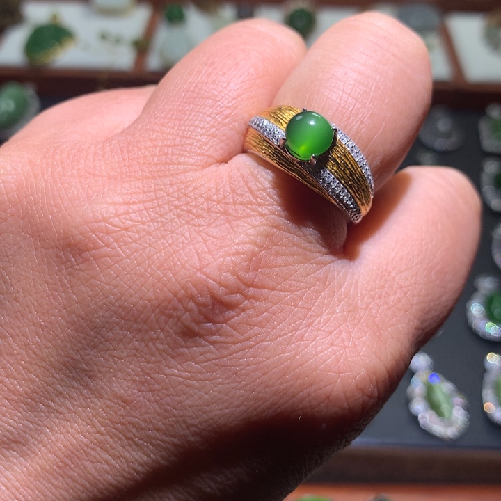 和田玉戒指银S925镶嵌