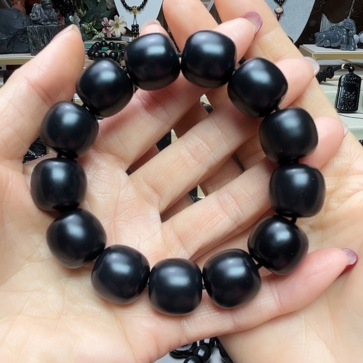 用***6和田玉（墨玉）未镶嵌手链啦18老型高羊脂