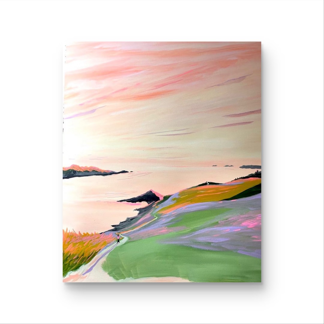 《粉霞逐风》手绘画/60x80cm/创意系列CY-23