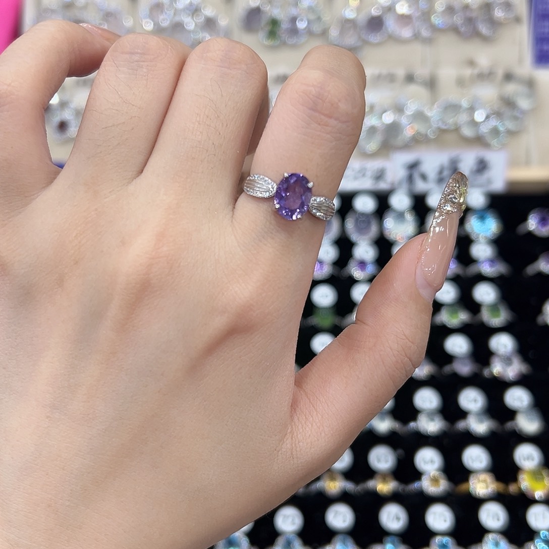 什****银S925镶嵌戒指紫晶