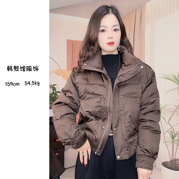 【韩熙家】欧货2025冬季新款身上刺绣时尚百搭显瘦立领长袖鹅绒外套