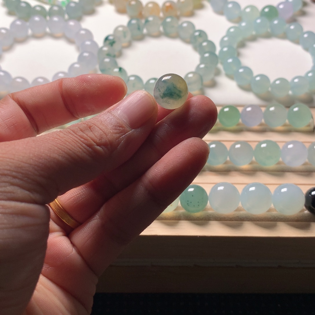 ****尖翡翠未镶嵌手链天然翡翠卡13单珠