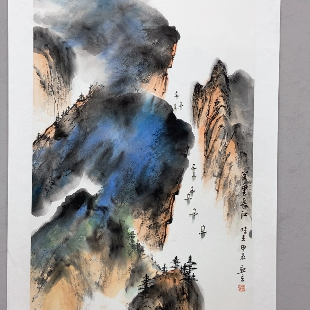 国画王亚立四尺三开真人真品