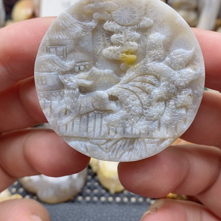 硅化珊瑚（珊瑚玉）颈饰未镶嵌