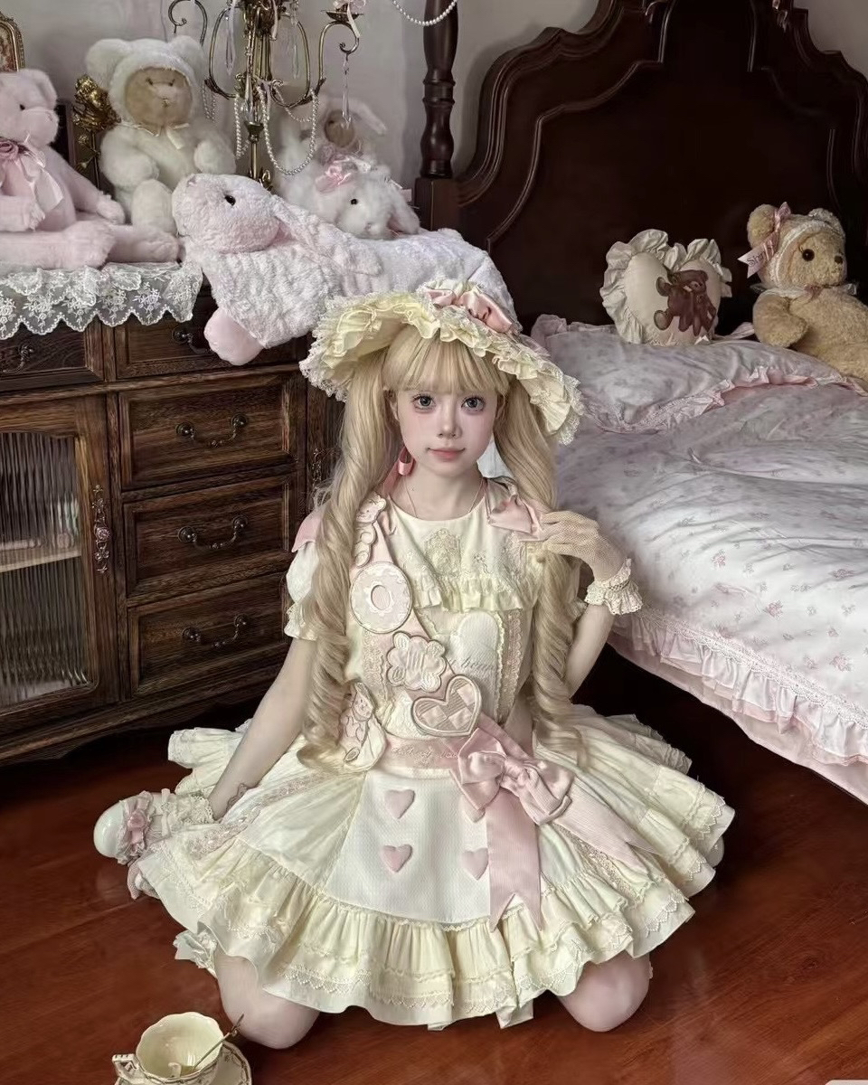 【格林城堡古董熊熊】现货秒发 Lolita低腰op可爱doll感连衣裙