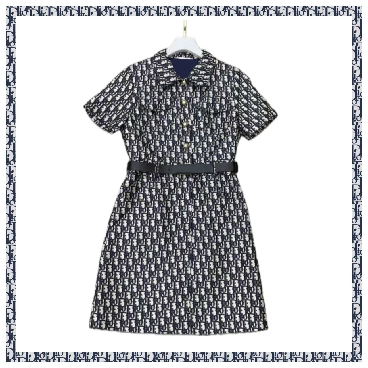 【YS专属】 ED014 DDD 香槟色 经典老花色 满印短袖连衣裙