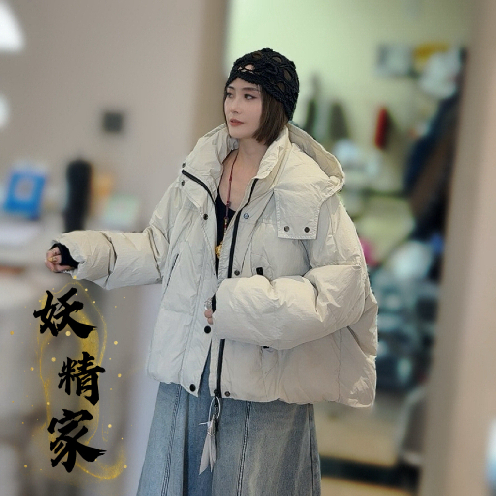 9051冬季韩版短款连帽加厚宽松版保暖外套