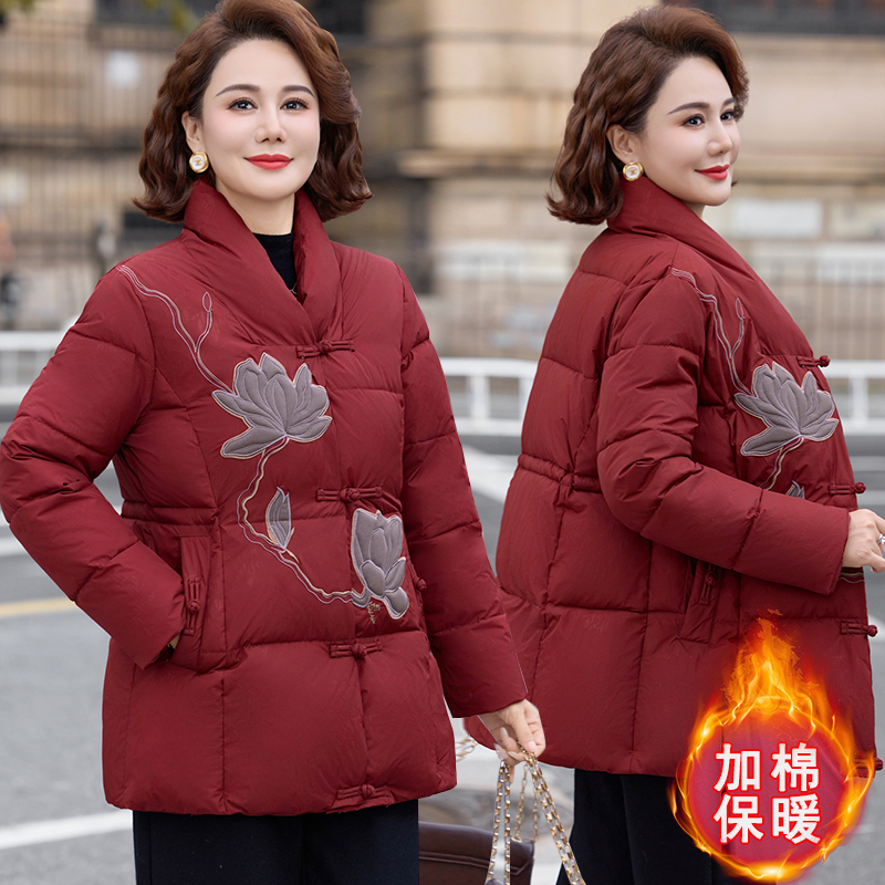 中老年人老太太女洋气妈妈装棉衣外套加厚保暖棉服奶奶冬装棉袄