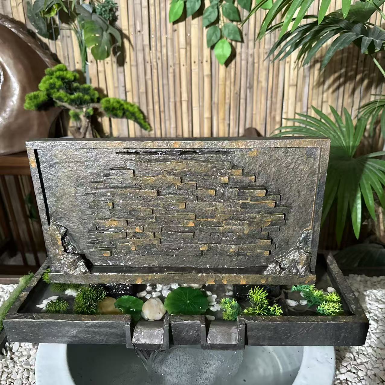 中国风仿青石禅意桌面花盆水仙盆怀旧做旧流水摆件花盆