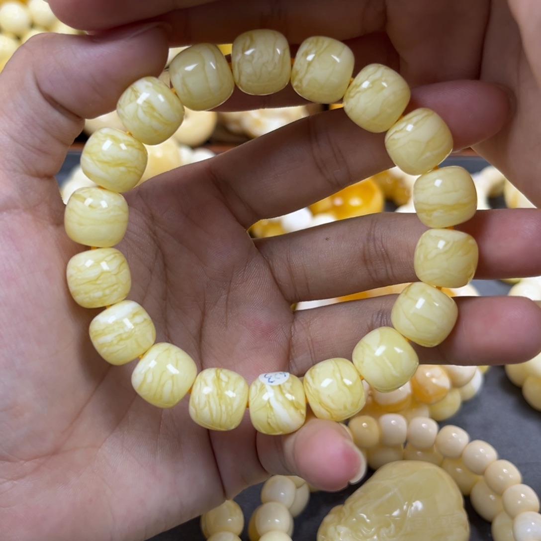琥珀未镶嵌手串同料老邢手串12mm