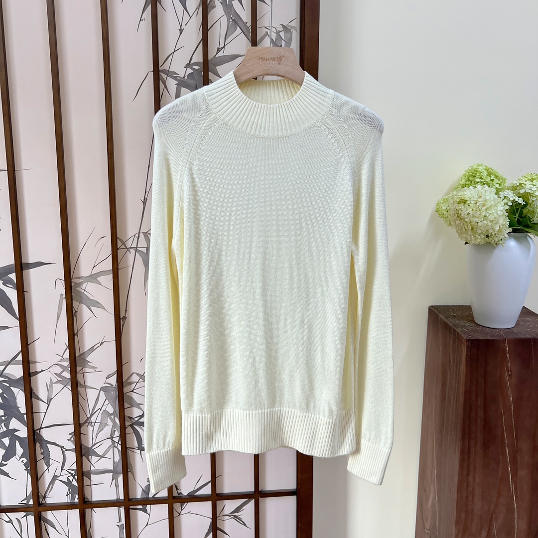 柞蚕丝圆领针织落肩百搭时尚长袖半高领毛针织衫549打底衫