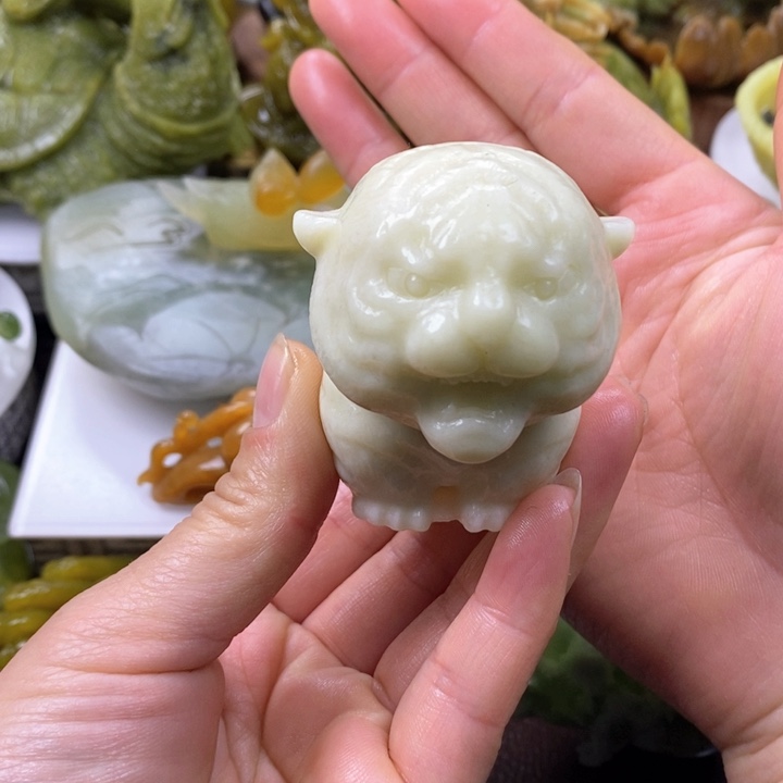 蛇纹石玉手把方解石未镶嵌