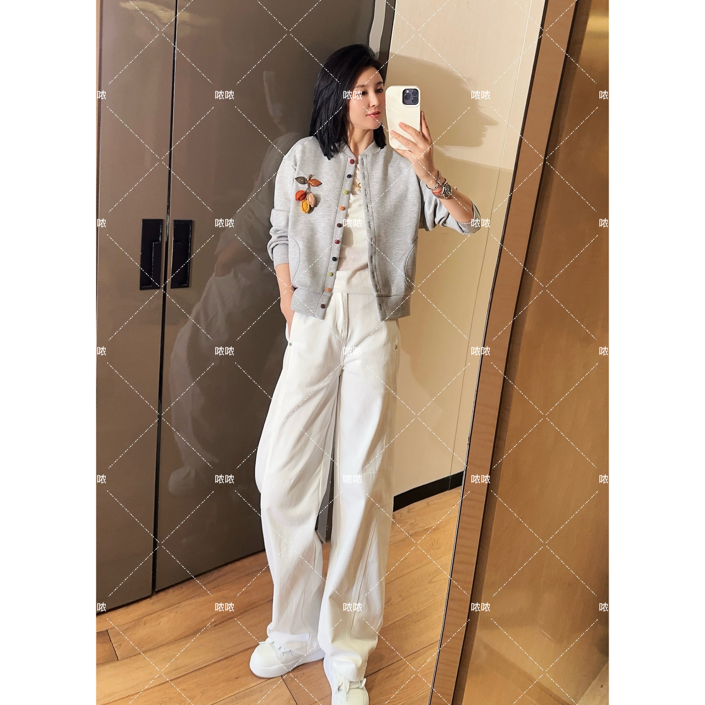 哝NONG【立体花朵外套】-2025早秋立体花朵彩色纽扣外套01392094