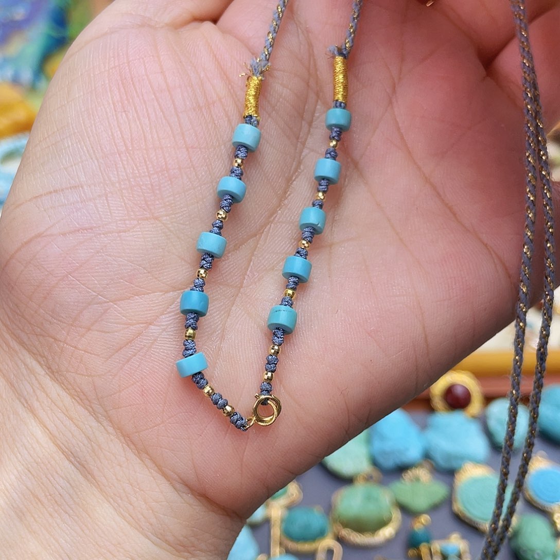 绿松石18K金镶嵌项链