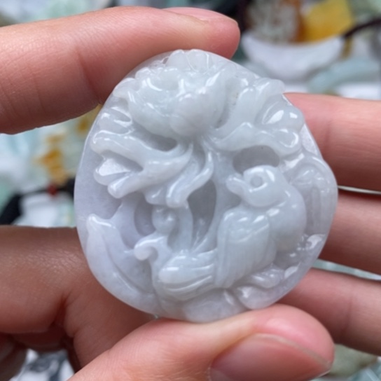 翡翠吊坠(不含链)铂Pt950镶嵌