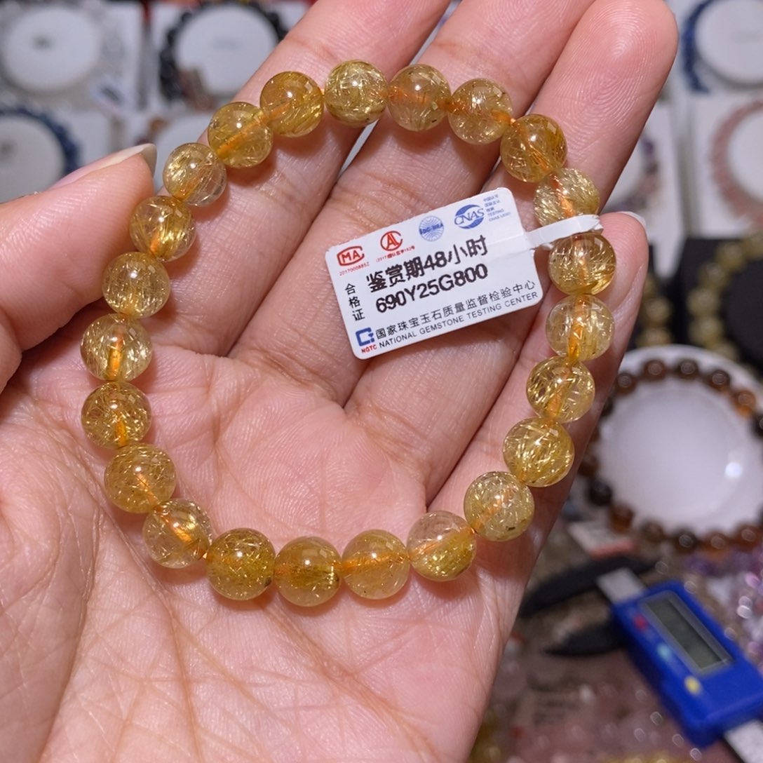【闪购商品】发晶手链未镶嵌叶*希烟花钛晶8.2m