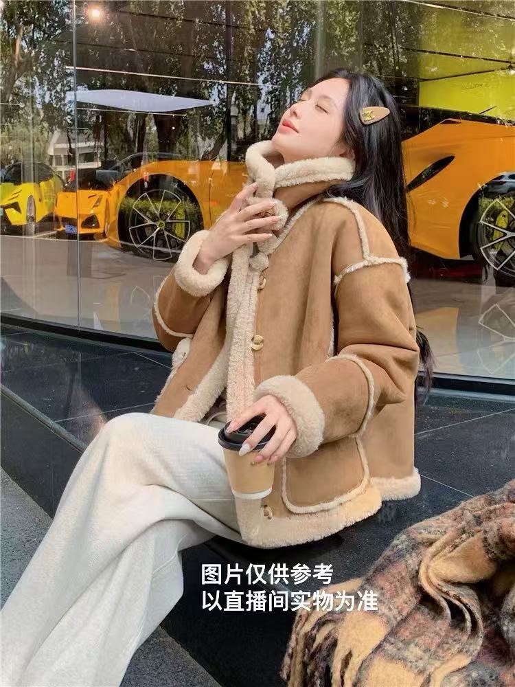 Miss•赵女装2~加厚皮毛一体外套01257