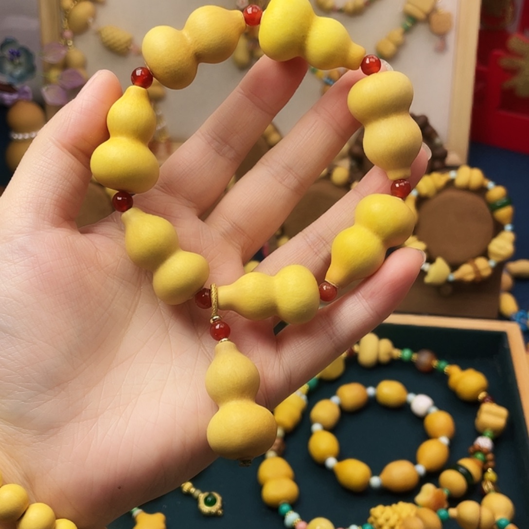 大叶紫檀（黑酸枝木类）八宝葫芦手串