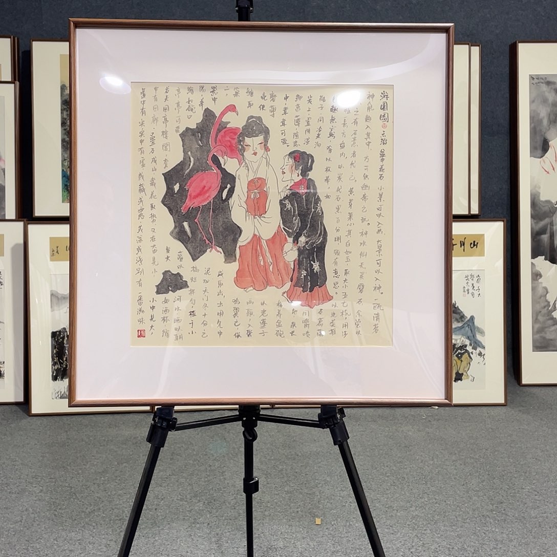 国画手绘画作品带框发货
