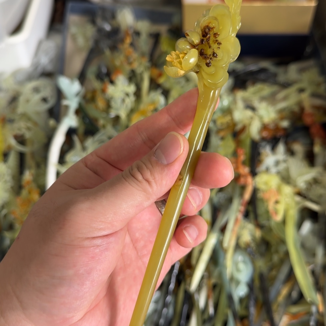 岫玉发饰未镶嵌明君玉簪就是好看