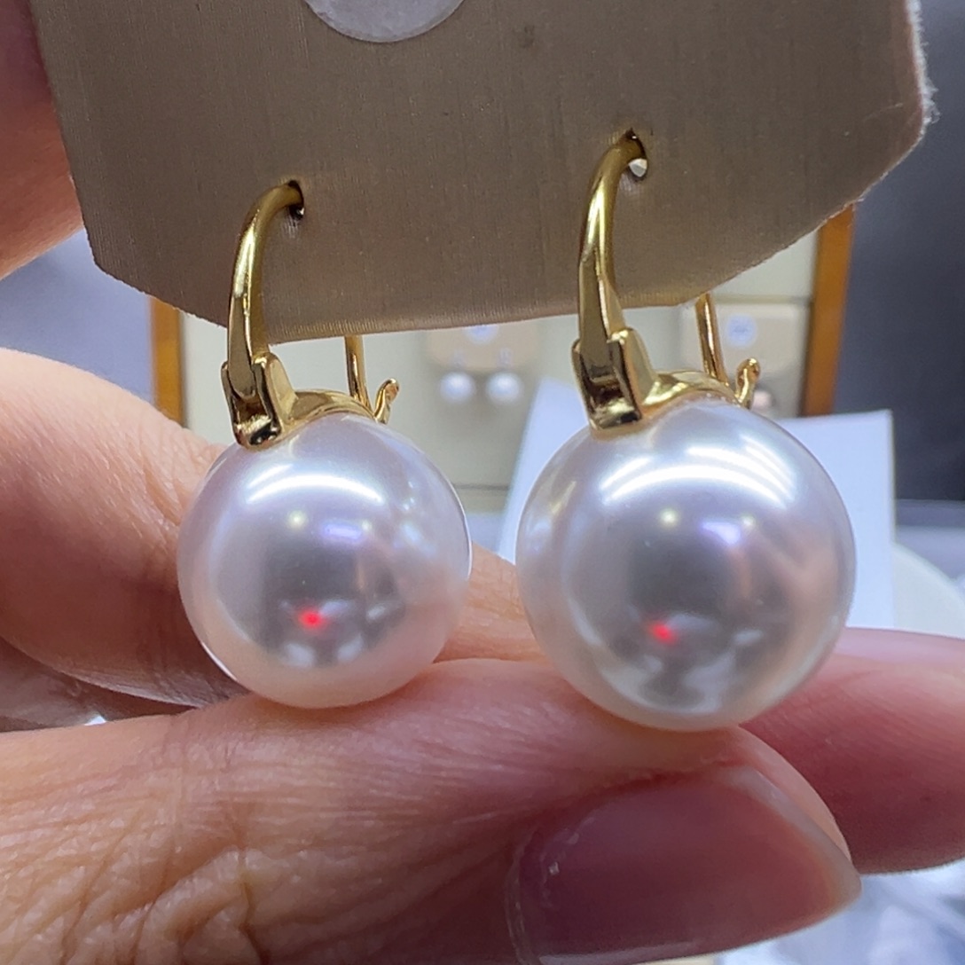 淡水珍珠银S925镶嵌耳饰
