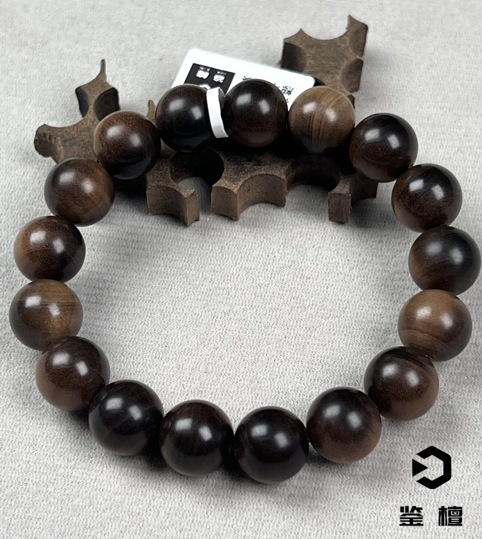 鉴檀 印度迈索尔老山檀阴沉1.2文玩手串无胶无蜡原汁原味