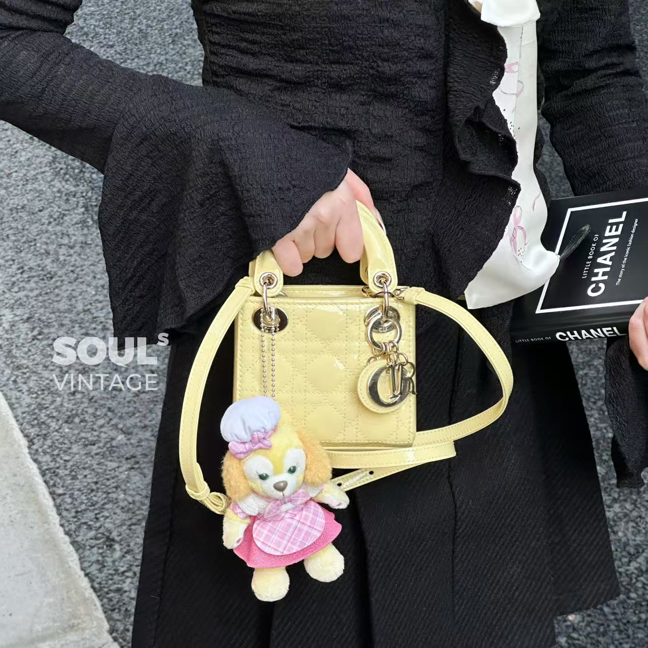 95新 DIOR/迪奥 Dior 小鸡黄 漆皮 三格戴妃mini/672821676