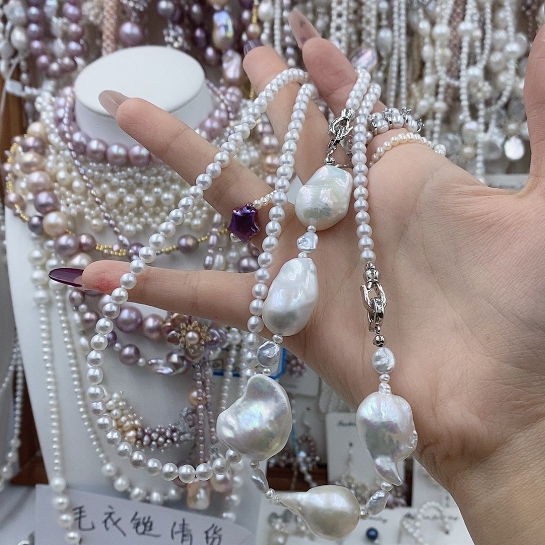 花***朱淡水珍珠银S925镶嵌耳饰