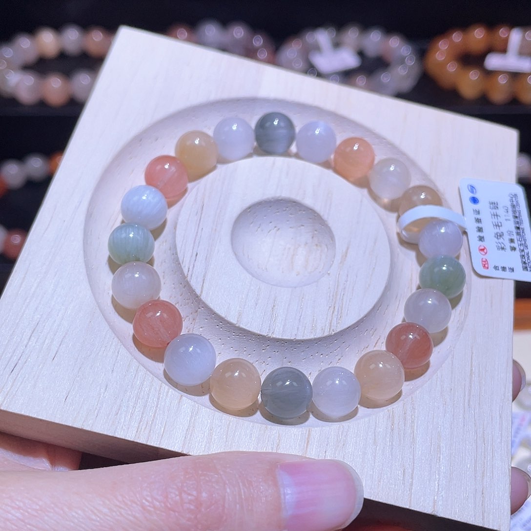 水晶手链未镶嵌兔毛手链，晶体通透9.2