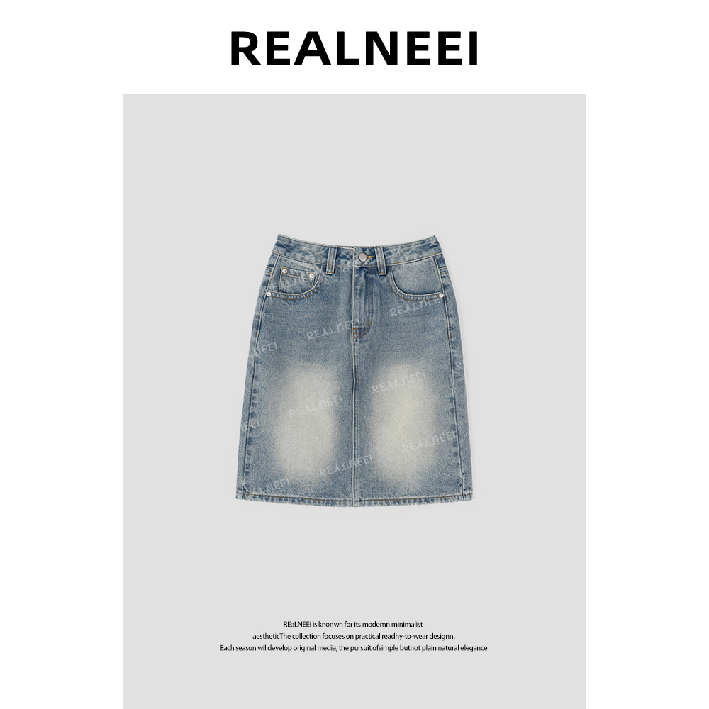 【REALNEEI】“超优质”百搭显瘦开叉直筒牛仔半身裙RIMMA5NQ0721996