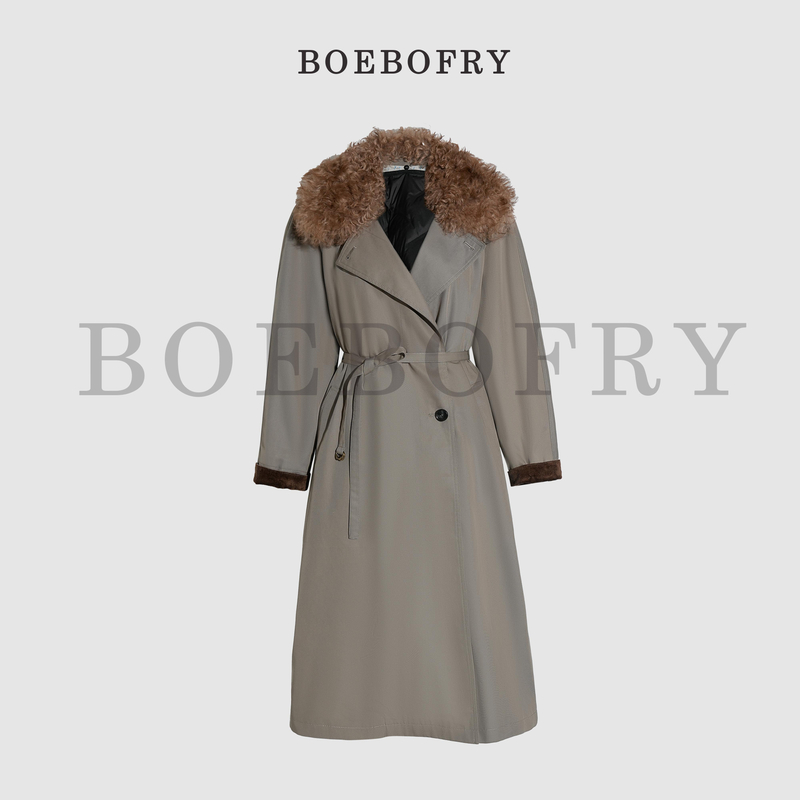 BOEBOFRY<鹿野星泽>冬季气质百搭复古调可拆卸风衣鹅绒服BE4F1058