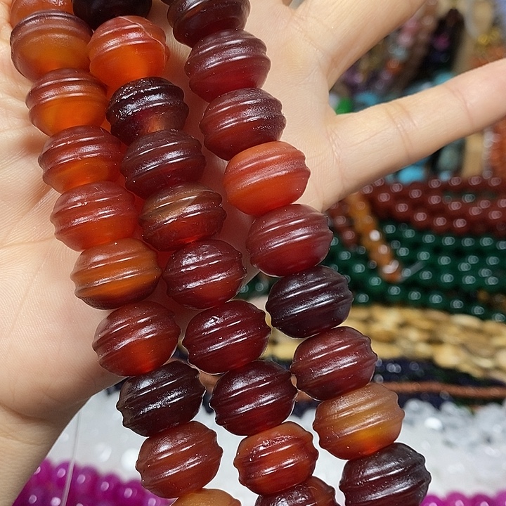 玛瑙/玉髓未镶嵌珠宝半成品橘皮老玛瑙卡16*12mm