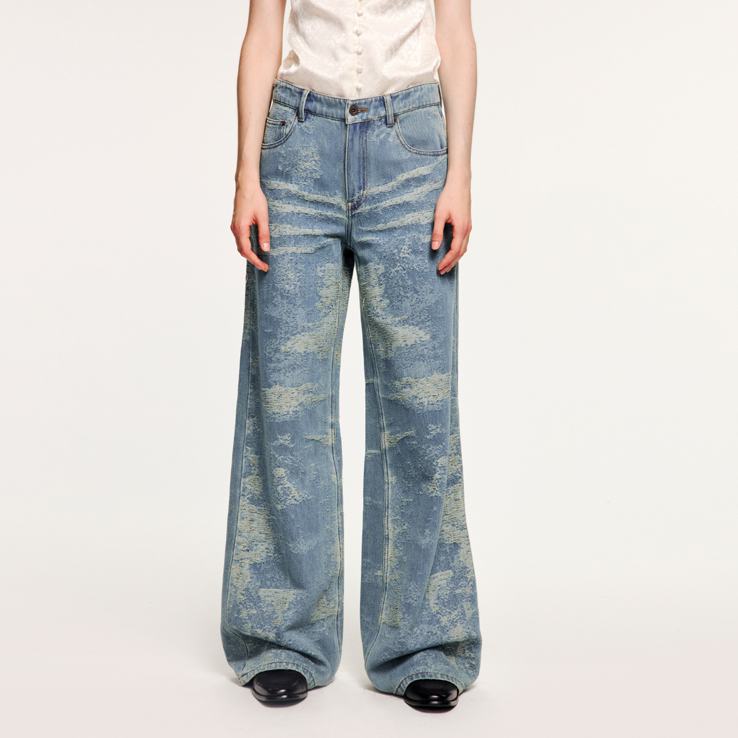 UOOYAA/乌丫2025冬季新款「奇幻海底」提花牛仔裤8131