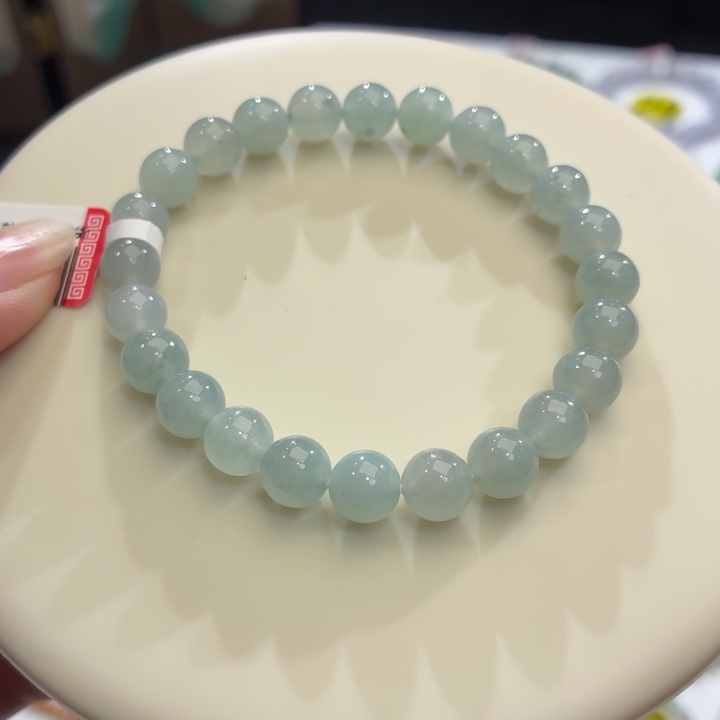 翡翠未镶嵌手链冰胶蓝飘卡7.7