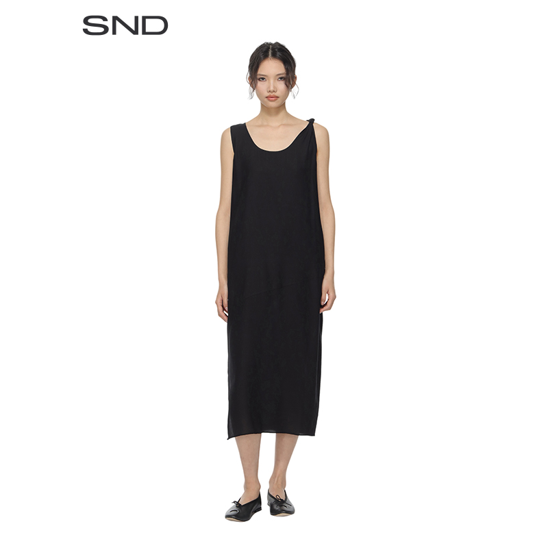【LAMRONS 设计师品牌】SND SS25 挖领打结连衣裙 时尚纯色舒适