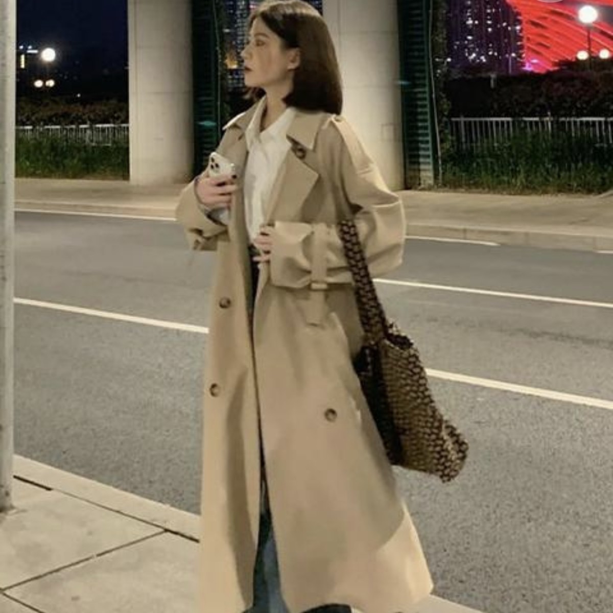 春秋新款卡其色中长款英伦风高级感女士风衣外套气质